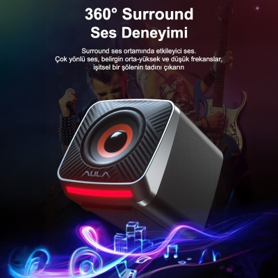 Aula A200 RGB Işıklı Masaüstü Gaming 3.5mm Jack Bilgisayar Pc Hoparlörü - 4