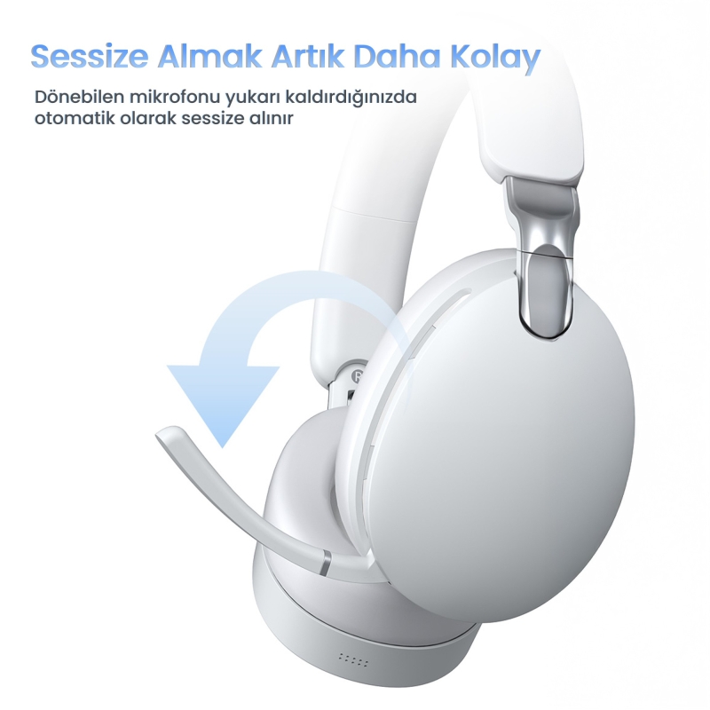 AULA A500 Hybrid ANC 2.4GHz Kablosuz ve Bluetooth 5.4 AUX Mikrofonlu Kulak üstü Kulaklık Bej - 4