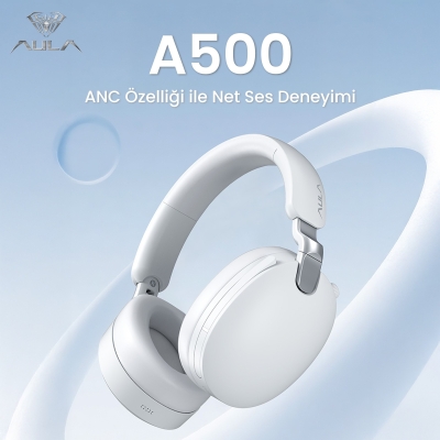 AULA A500 Hybrid ANC 2.4GHz Kablosuz ve Bluetooth 5.4 AUX Mikrofonlu Kulak üstü Kulaklık Bej - 2