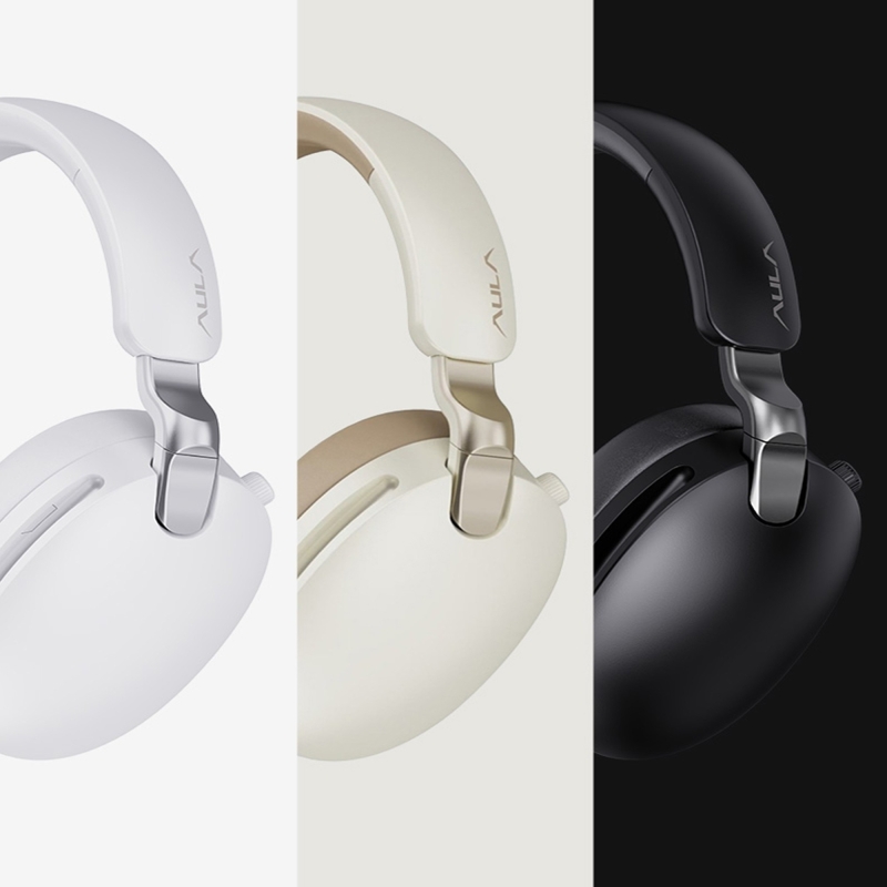 AULA A500 Hybrid ANC 2.4GHz Kablosuz ve Bluetooth 5.4 AUX Mikrofonlu Kulak üstü Kulaklık Beyaz - 7