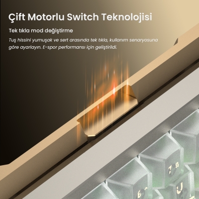 Aula AG60 Alüminyum Manyetik Klavye Hall Effect Snowglow Switch 8000Hz RGB TKL Hot Swap Oyuncu Klavyesi Şeffaf - 4