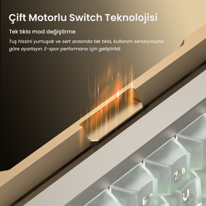 Aula AG60 Alüminyum Manyetik Klavye Hall Effect Snowglow Switch 8000Hz RGB TKL Hot Swap Oyuncu Klavyesi Şeffaf - 4