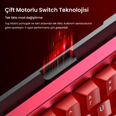 Aula AG60 Pro Alüminyum Manyetik Klavye Hall Effect Aether Switch 8000Hz RGB TKL Hot Swap Oyuncu Klavyesi Kırmızı - 4