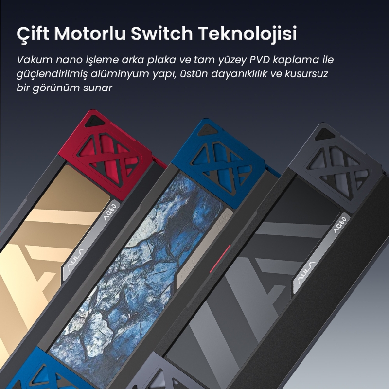 Aula AG60 Pro Alüminyum Manyetik Klavye Hall Effect Aether Switch 8000Hz RGB TKL Hot Swap Oyuncu Klavyesi Kırmızı - 5