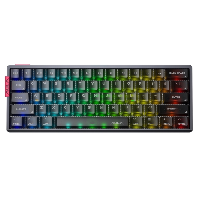 Aula AG60 Pro Alüminyum Manyetik Klavye Hall Effect Aether Switch 8000Hz RGB TKL Hot Swap Oyuncu Klavyesi Şeffaf Siyah - Aula