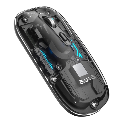 Aula AM210 Dual Mode Bluetooth ve Kablosuz 1600DPI RGB Şeffaf Şarjlı Mouse - 5