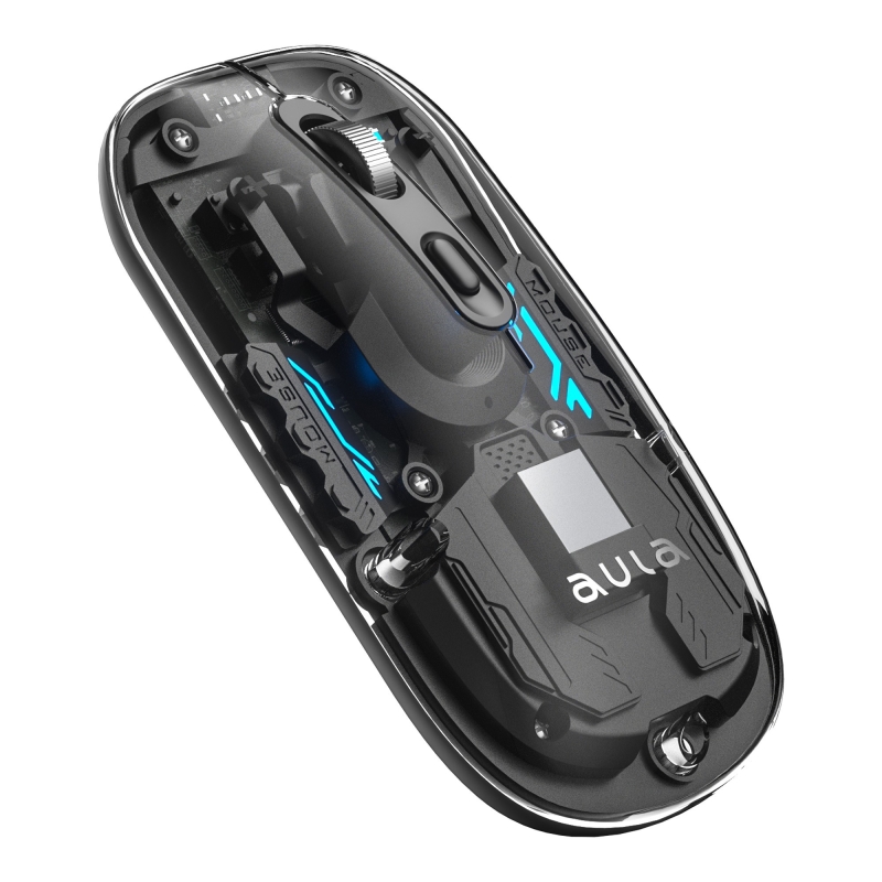 Aula AM210 Dual Mode Bluetooth ve Kablosuz 1600DPI RGB Şeffaf Şarjlı Mouse - 5