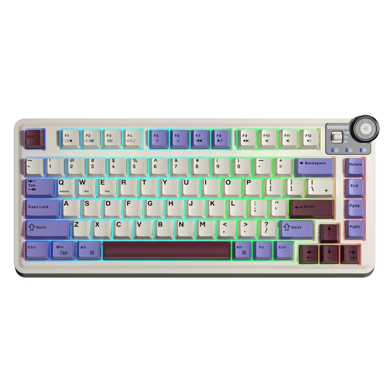 Aula AU75 3 Modlu RGB Hot Swap Mekanik TKL Seiya Switch Kablosuz Makrolu Klavye Bej - 1