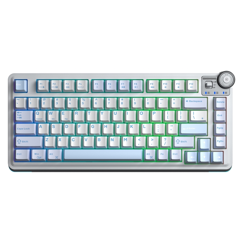 Aula AU75 3 Modlu RGB Hot Swap Mekanik TKL Star Vector Switch Kablosuz Makrolu Klavye Buz Mavisi - 1