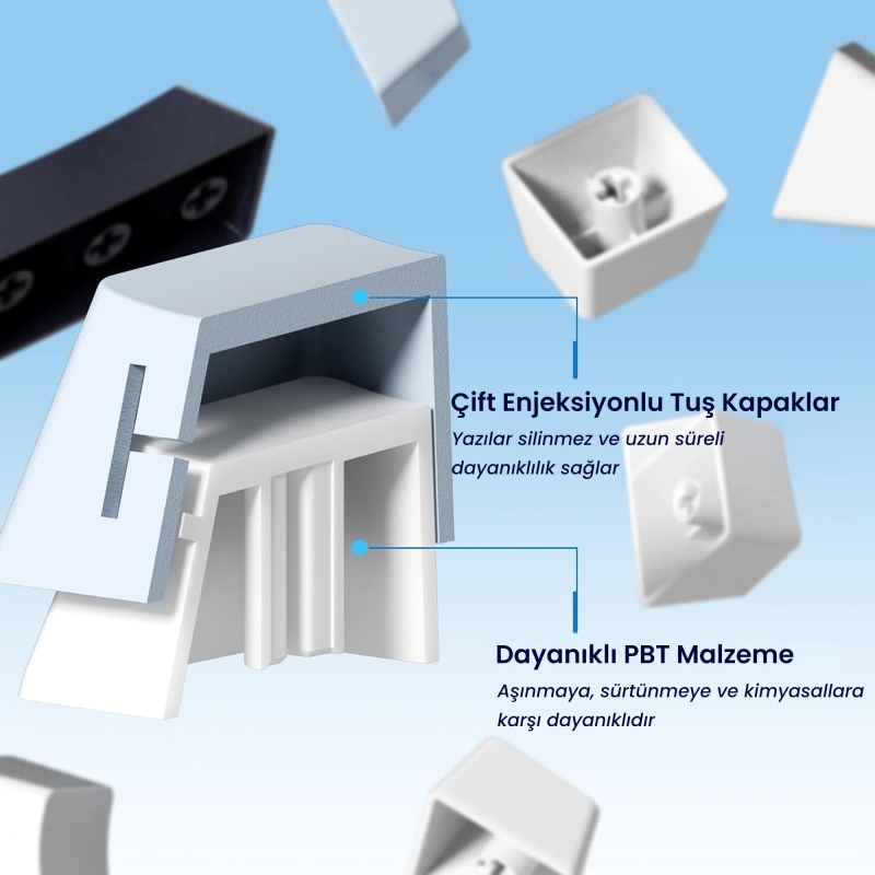 Aula AU75 3 Modlu RGB Hot Swap Mekanik TKL Star Vector Switch Kablosuz Makrolu Klavye Lacivert - 6