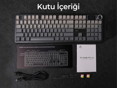 Aula F108 Pro Ekranlı Mekanik Klavye Zephyr Switch RGB Hot Swap 8000mAh Makrolu Oyuncu Klavyesi Gri - 11