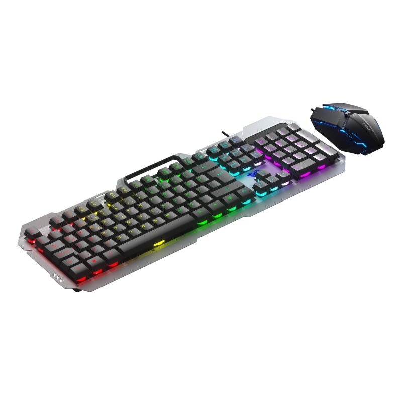 Aula F2023 Gaming Türkçe Q Rainbow Membran 2400DPl Oyuncu Klavye Mouse Set - 8