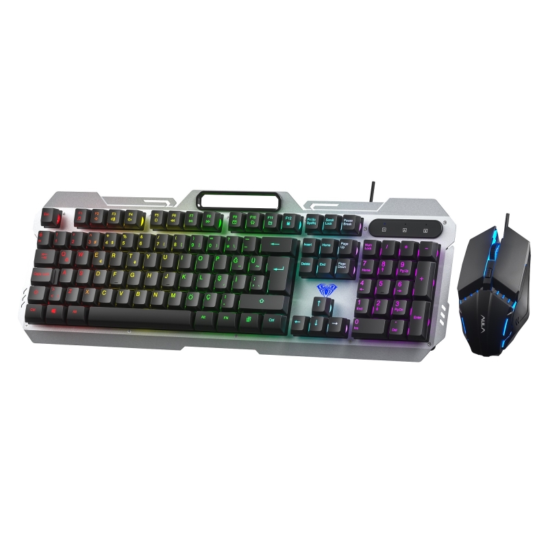 Aula F2023 Gaming Türkçe Q Rainbow Membran 2400DPl Oyuncu Klavye Mouse Set - 7