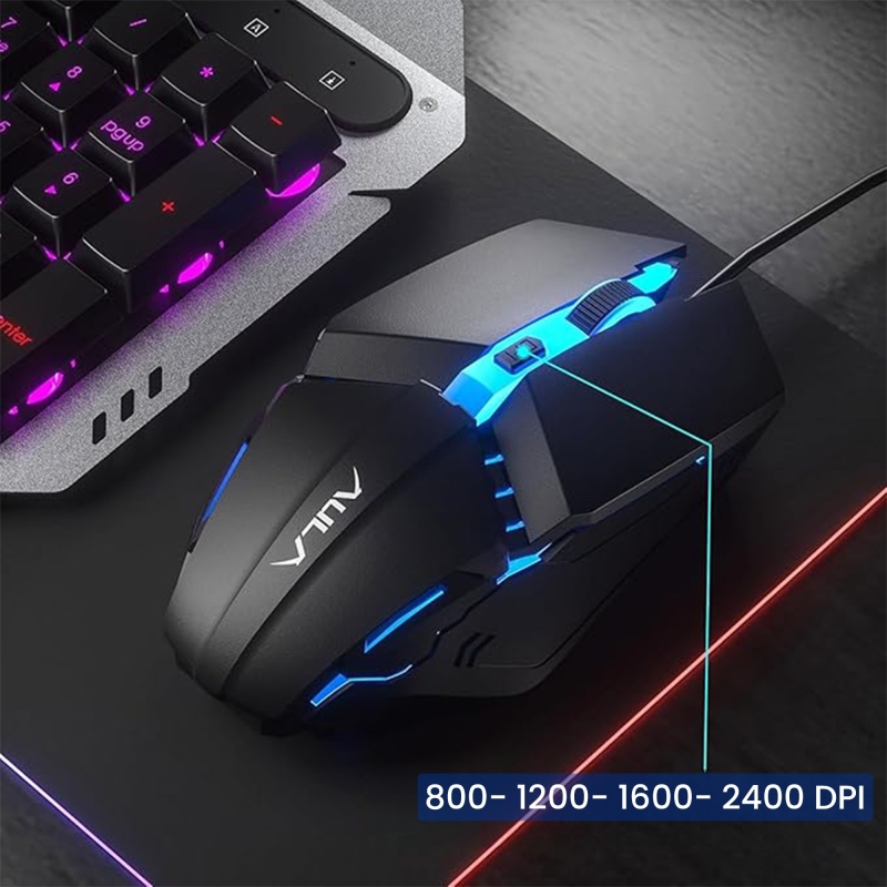 Aula F2023 Gaming Türkçe Q Rainbow Membran 2400DPl Oyuncu Klavye Mouse Set - 5