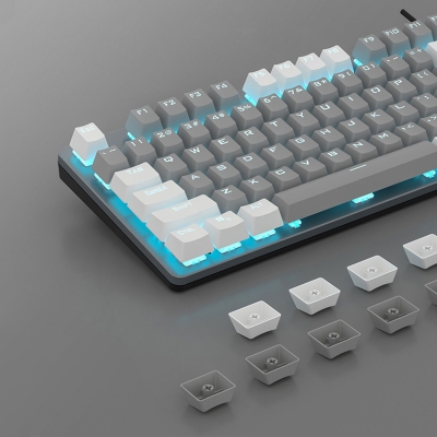 Aula F3287 Mavi Işıklı Kablolu Mekanik İngilizce Q TKL Gaming Oyuncu Klavyesi Gri - 5