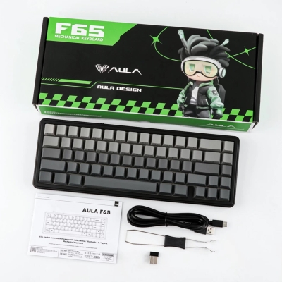 Aula F65 GrayWood V3 Switch Mekanik RGB TKL Makrolu Hot Swap Kablosuz Klavye Gri - 9