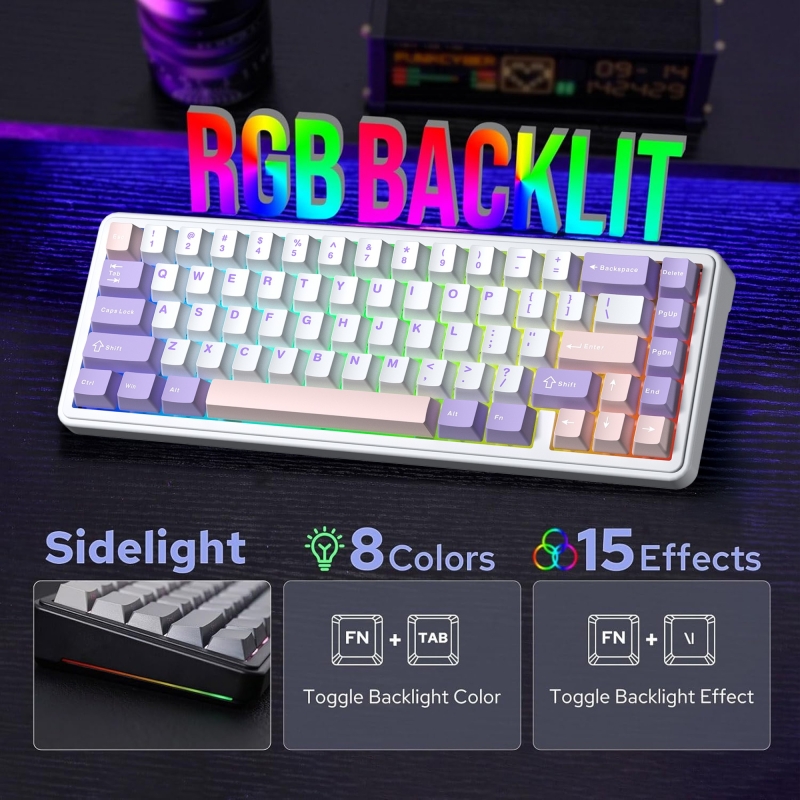 Aula F65 Nimbus V3 Switch Mekanik RGB TKL Makrolu Hot Swap Kablosuz Klavye Pastel - 4