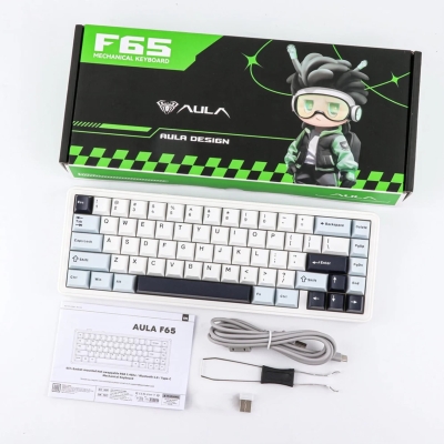 Aula F65 Reaper Switch Mekanik RGB TKL Makrolu Hot Swap Kablosuz Klavye Buz Mavisi - 7