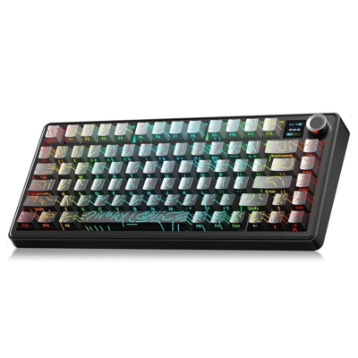Aula F75 Max Mekanik RGB TKL Reaper Switch Kablosuz Makrolu Hot Swap Klavye Desenli Siyah - Aula