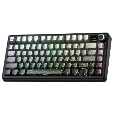 Aula F75 Max Mekanik RGB TKL Reaper Switch Kablosuz Makrolu Hot Swap Klavye Desenli Siyah - Aula