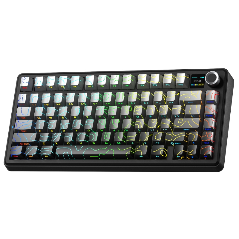Aula F75 Max Mekanik RGB TKL Reaper Switch Kablosuz Makrolu Hot Swap Klavye Desenli Siyah - 1