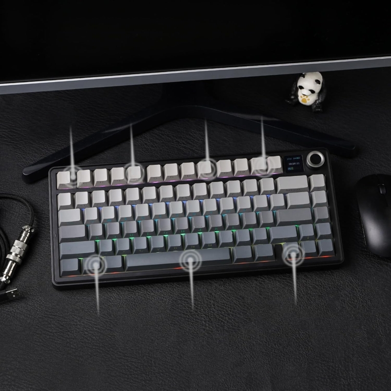 Aula F75 Max Mekanik RGB TKL Reaper Switch Kablosuz Makrolu Hot Swap Klavye Gri - 7