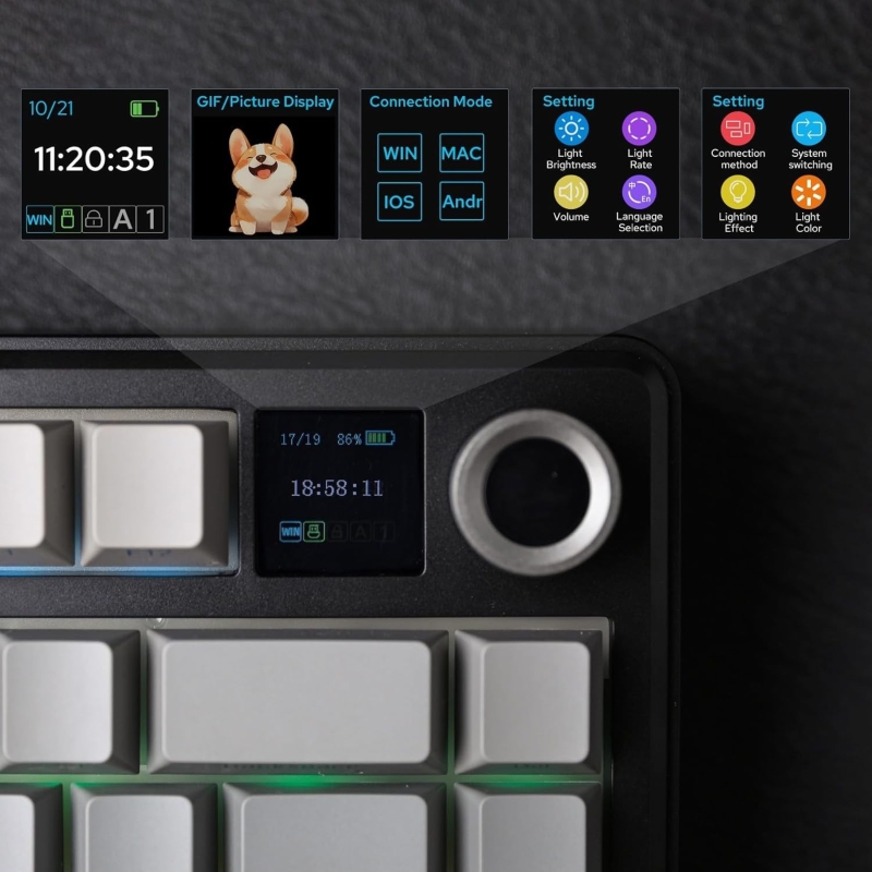 Aula F75 Max Mekanik RGB TKL Reaper Switch Kablosuz Makrolu Hot Swap Klavye Gri - 3