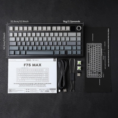 Aula F75 Max Mekanik RGB TKL Reaper Switch Kablosuz Makrolu Hot Swap Klavye Gri - 8