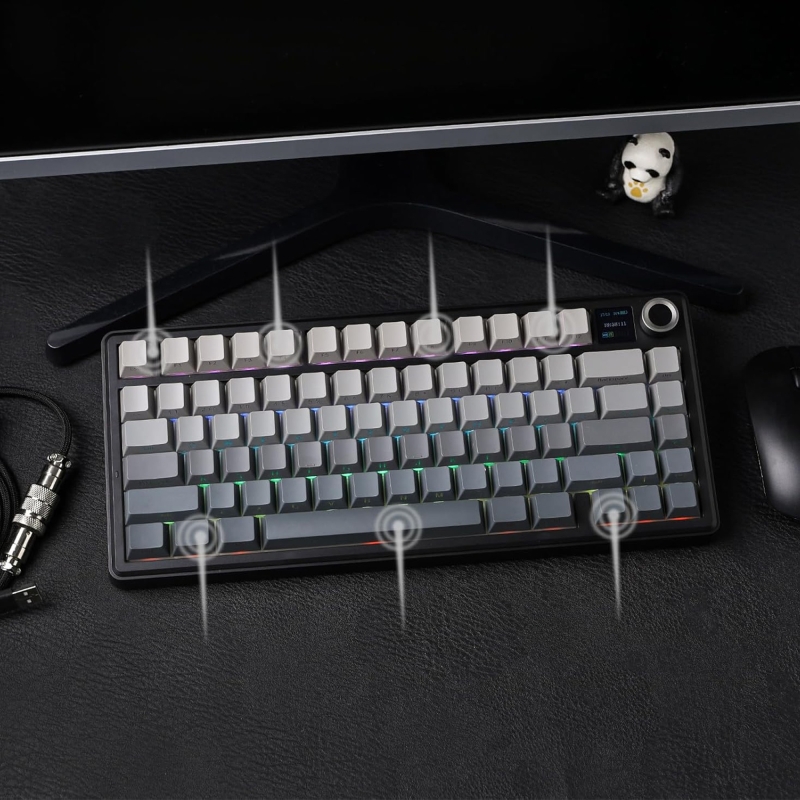 Aula F75 Max Mekanik RGB TKL Reaper Switch Kablosuz Makrolu Hot Swap Klavye Gri - 6