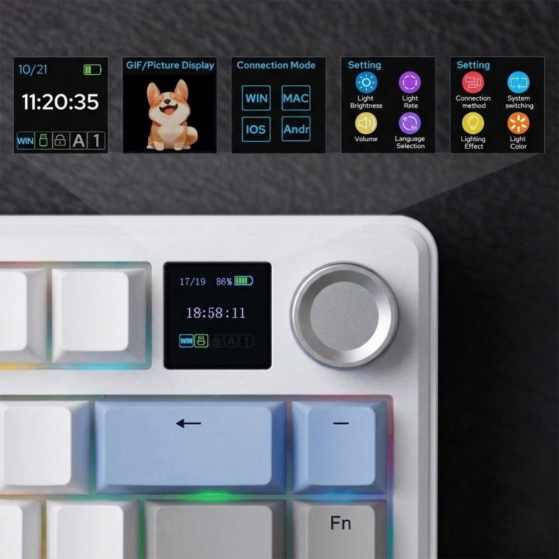 Aula F75 Max Mekanik RGB TKL Reaper Switch Kablosuz Makrolu Hot Swap Klavye Lacivert - 3