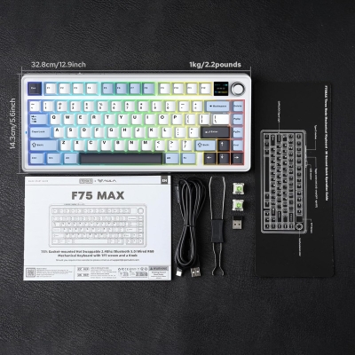 Aula F75 Max Mekanik RGB TKL Reaper Switch Kablosuz Makrolu Hot Swap Klavye Lacivert - 7