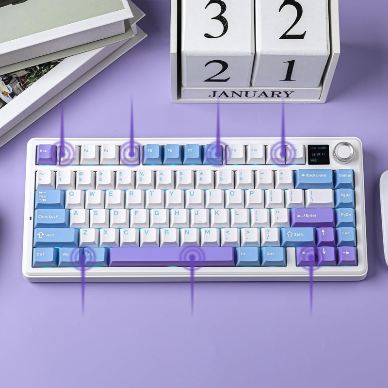 Aula F75 Max Mekanik RGB TKL Reaper Switch Kablosuz Makrolu Hot Swap Klavye Mor - 6