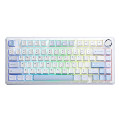 Aula F75 Mekanik RGB Klavye TKL Crescent Switch Tri Mode Kablosuz Makrolu Hot Swap Gaming Oyuncu Klavyesi Buz Mavisi - Aula