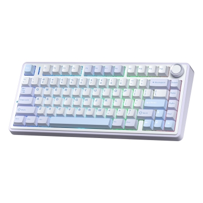 Aula F75 Mekanik RGB TKL Gray Switch Kablosuz Makrolu Hot Swap Klavye Buz Mavisi - Aula