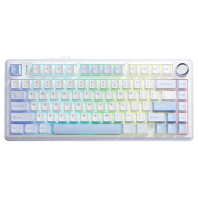 Aula F75 Mekanik RGB TKL GrayWood V3 Switch Kablosuz Makrolu Hot Swap Klavye Buz Mavisi - Aula