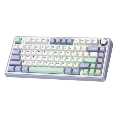 Aula F75 Mekanik RGB TKL GrayWood V3 Switch Kablosuz Makrolu Hot Swap Klavye Pastel - Aula