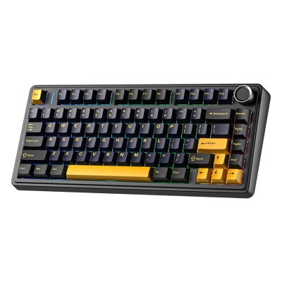 Aula F75 Mekanik RGB TKL GrayWood V3 Switch Kablosuz Makrolu Hot Swap Klavye Siyah - Aula