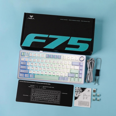 Aula F75 Mekanik RGB TKL Ice Vein Switch Kablosuz Makrolu Hot Swap Klavye Pastel - 9