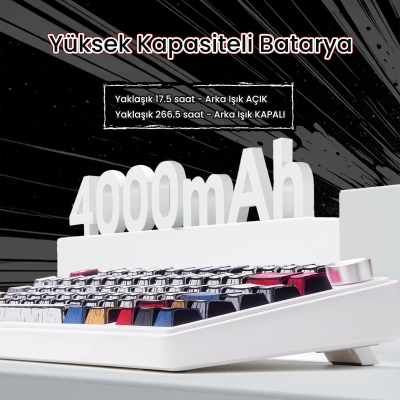 Aula F75 Mekanik RGB TKL Reaper Switch Kablosuz Makrolu Hot Swap Klavye Comic - 5