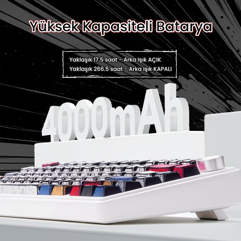 Aula F75 Mekanik RGB TKL Reaper Switch Kablosuz Makrolu Hot Swap Klavye Comic - 5