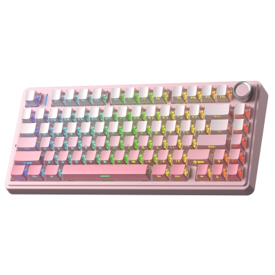 Aula F75 Mekanik RGB TKL Sessiz Cotton Candy Switch Kablosuz Makrolu Hot Swap Klavye Pembe - Aula