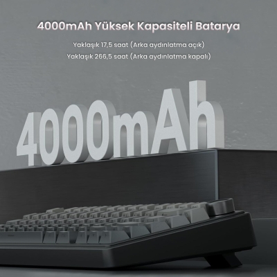 Aula F75 Mekanik RGB TKL Reaper Switch Kablosuz Makrolu Hot Swap Klavye Gradyan Gri - 7