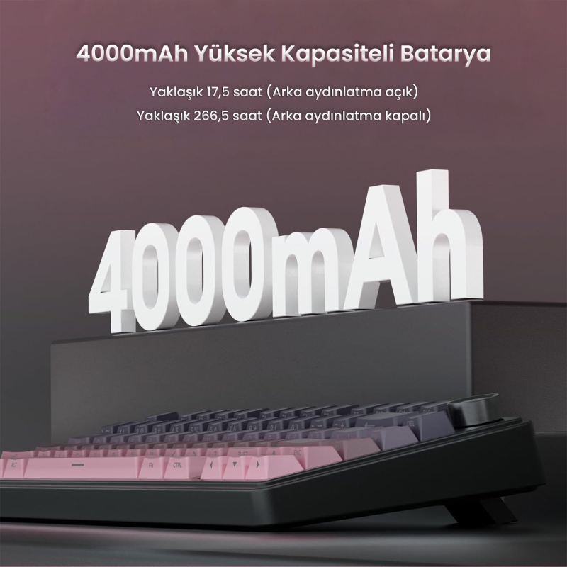 Aula F75 Mekanik RGB TKL Reaper Switch Kablosuz Makrolu Hot Swap Klavye Gradyan Pembe - 7