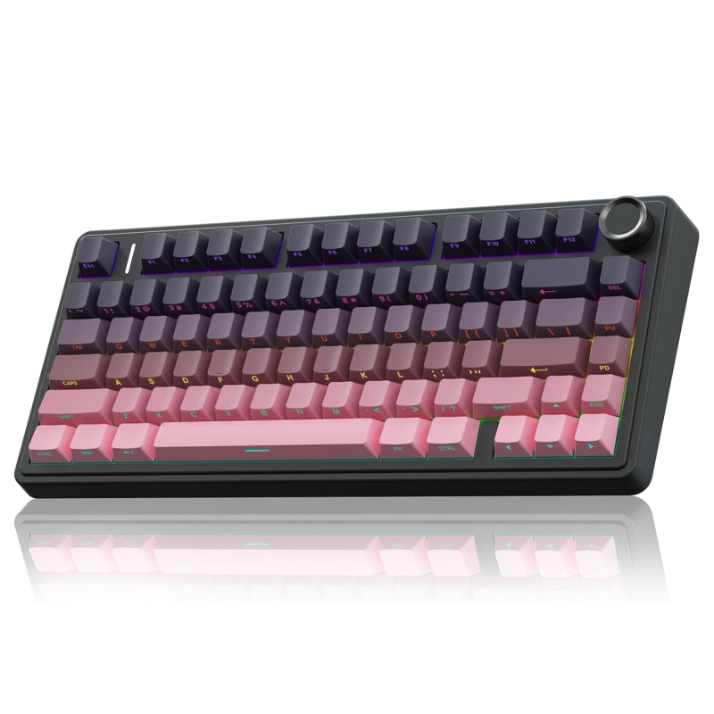 Aula F75 Mekanik RGB TKL Reaper Switch Kablosuz Makrolu Hot Swap Klavye Gradyan Pembe - 1