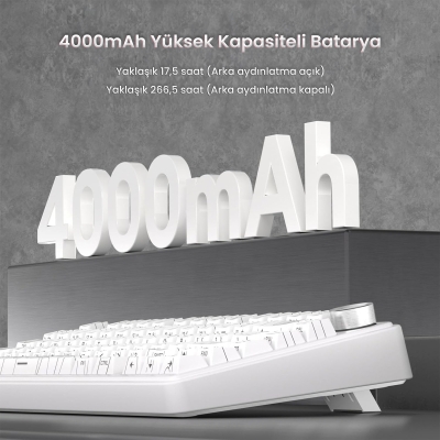 Aula F75 Mekanik RGB TKL Seiya Switch Kablosuz Makrolu Hot Swap Klavye Desenli Beyaz - 7