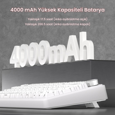 Aula F75 Mekanik RGB TKL Star Vector Switch Kablosuz Makrolu Hot Swap Klavye Desenli Beyaz - 7
