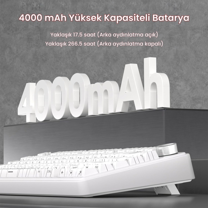 Aula F75 Mekanik RGB TKL Star Vector Switch Kablosuz Makrolu Hot Swap Klavye Desenli Beyaz - 7