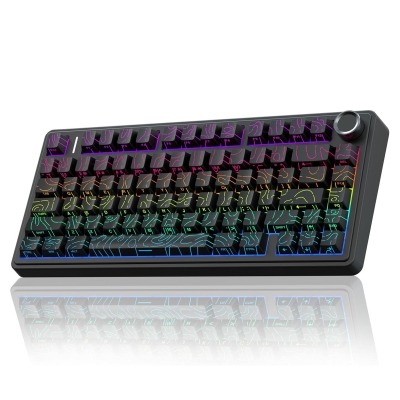 Aula F75 Mekanik RGB TKL Seiya Switch Kablosuz Makrolu Hot Swap Klavye Desenli Siyah - Aula