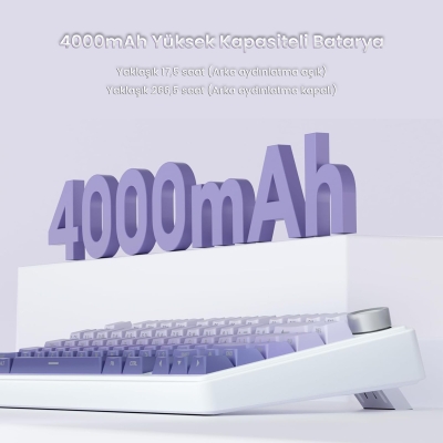 Aula F75 Pro Mekanik RGB TKL Seiya Switch Kablosuz Makrolu Hot Swap Klavye Gradyan Mor - 7