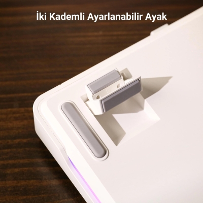 Aula F87 Mekanik RGB TKL GrayWood V4 Switch Kablosuz Makrolu Hot Swap Klavye Siyah - 6